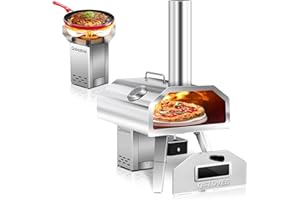 Q-Stoves 2-in-1 Outdoor Pizza Oven, 16" Wood Pellet Pizza Oven with AUTO ROTATING Pizza Stone, Portable, Removable Top as Torch Heater or Stove