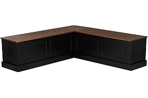 Linon Harris Black and Walnut Backless Kitchen Dining Nook with Hidden Storage Bench Space