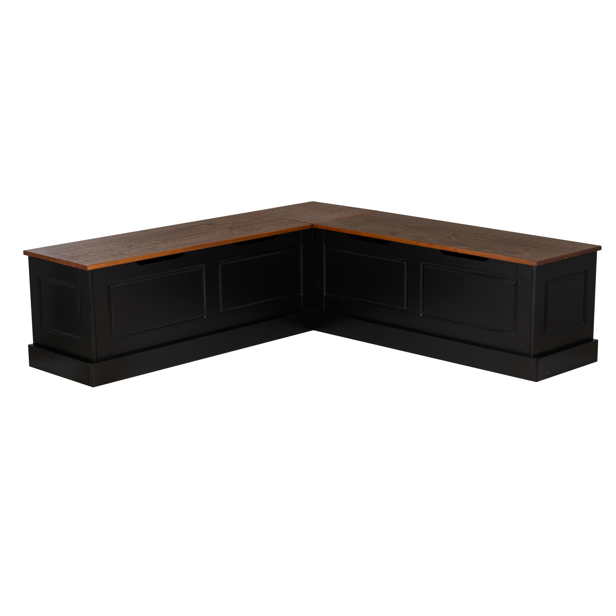 Photo 1 of Linon Harris Black and Walnut Backless Kitchen Dining Nook with Hidden Storage Bench Space