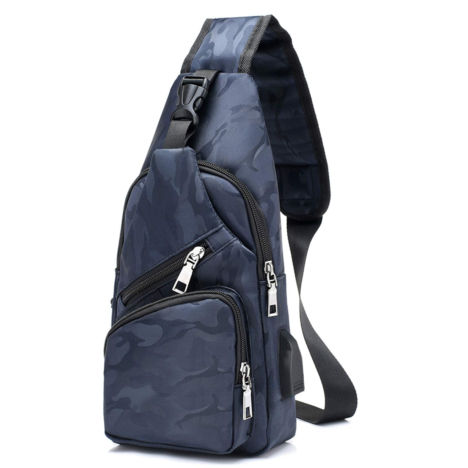 flintronic Sling Bag, Chest Bag with USB Charging Port, Men Women Lightweight Crossbody For Hiking,Cycling, Traveling (Include 1*USB Cable)