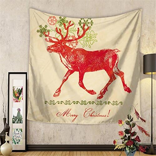 XIHAROOM Handmade Christmas Elk Tapestries For Living Room Bedroom Wall Hanging Decor Tablecloth 80W×60H-Inch,10 Pattern(08)