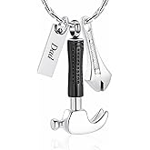 constantlife Hammer Wrench Urn Necklace for Ashes Cremation Memorial Pendant Stainless Steel Custom Keepsake Jewelry Gift for Women Men