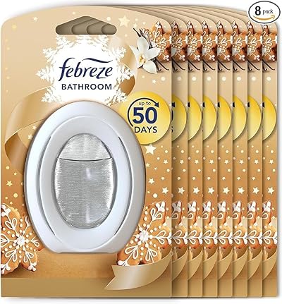 Febreze Bathroom Air Freshener Vanilla 8 Pack Long-Lasting Freshness