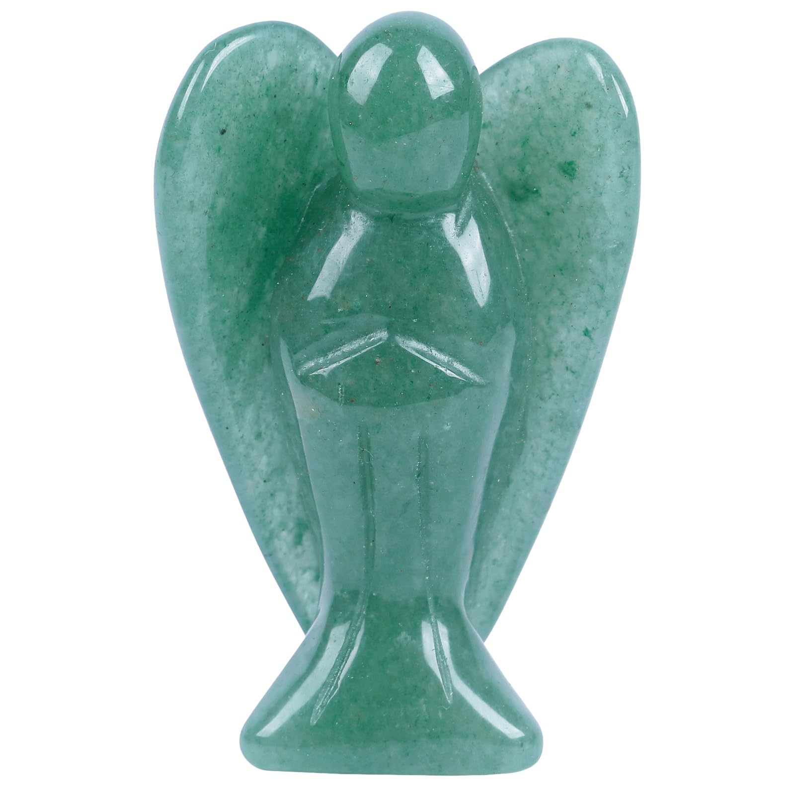 Lovionus89 Natural Green Aventurine Guardian Angel Statue, 5cm Hand Carved Stone Healing Crystal Bag Figurine Decoration