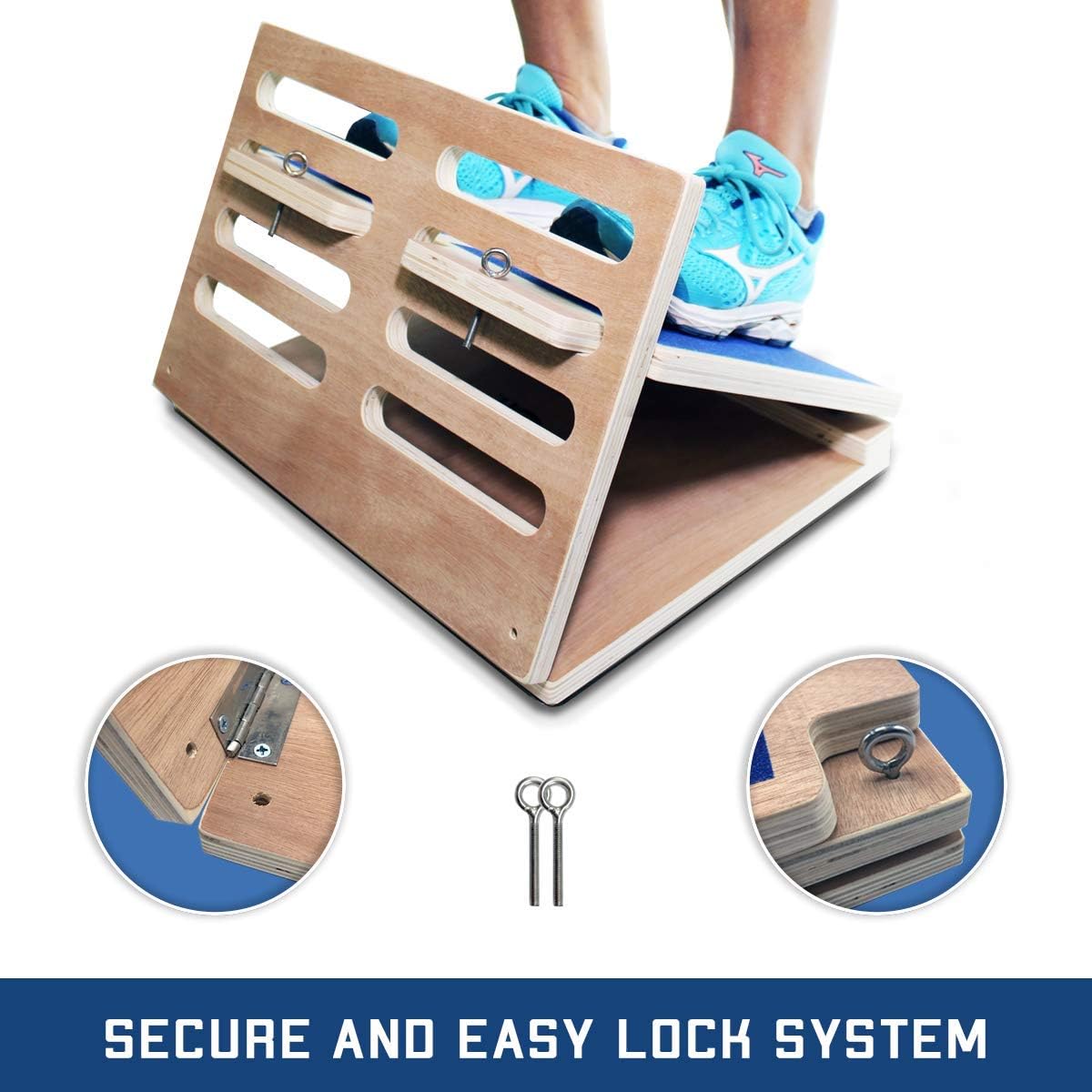 Professional Adjustable Wooden Incline Slant Board - Calf Stretcher - Increase Flexibility, Mobility, Pain Relief - Anti-Slip Design - Achilles, Plantar Fascia, Tight Calves - Standing Desk Accessory: Sports & Outdoors