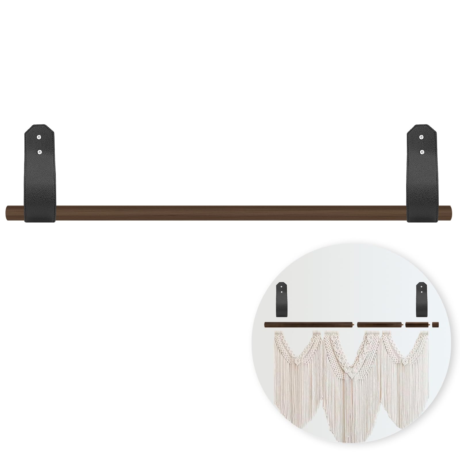 Photo 1 of Seanlendery Wooden Tapestry Hanger Telescopic Rod Adjustable Aesthetic Wall Hanging Rod Rustic Solid Wood Rug Hanger for Tapestries Blankets Curtains and Wall Décor ?9-28.7 Inch?