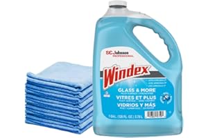 ZOOVA Windex Glass Cleaner Refill 1 Gallon Original Blue Window Cleaner comes with a bonus 10-pack of Blue Microfiber Cleaning Cloths.