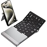 iClever Foldable Bluetooth Keyboard, BK05S Folding Wireless Portable Keyboard, Pair Up to 4 Devices, USB-C Rechargeable, Slim