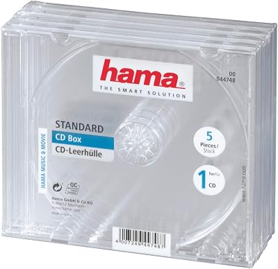 Hama Jewel CD Disc Cases Pack of 5 Transparent Protective Storage