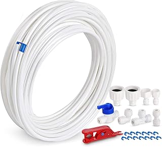 ilauke 15m Wasserzulaufleitung Universal Anschluss-Set für Kühlschrank Side by Side. Kühlschrankschlauch, Wasserschlauch 6,35mm(1/4")