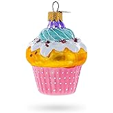 Cupcake Covered with Icing Glass Christmas Ornament