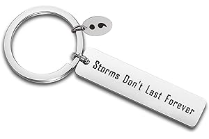 LQRI QIIER Storms Don't Last Forever Semicolon Keychain Suicide Prevention Awareness Depression Awareness Semi Colon Jewelry