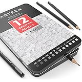 ARTEZA Professional Drawing Sketch Pencils - Medium - Metal Tin Box (6B - 4H, Set of 12)