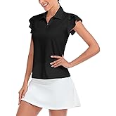 Soneven Womens Petal Sleeve Golf Shirts Moisture Wicking Lady Golf Apparel Print Tennis Sport T Shirt
