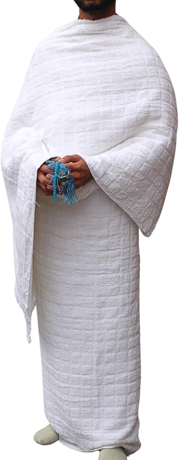 Taj Gents Ahram for Hajj and Umrah, White 100% Pure Cotton, XL Size - Ihram for Umrah Men, Umrah Essentials
