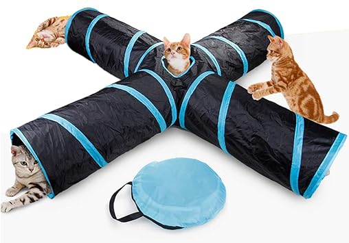 Amazon Co Jp Guying 猫トンネル 猫のおもちゃ 小型犬 猫 おもちゃ 4通 折り畳み式 収納便利 ペットおもちゃ ストレス解消 猫じゃらし キャットトンネル ペット用品 猫遊び道具 猫グッズ ネコ用品 猫遊宅おもちゃ ペット用品