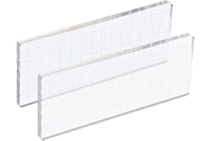 PATIKIL 6" x 3" Acrylic Stamp Block, 2 Pack Clear Stamping Block with Grid Lines Decorative Mounting Blocks Square for Scrapb