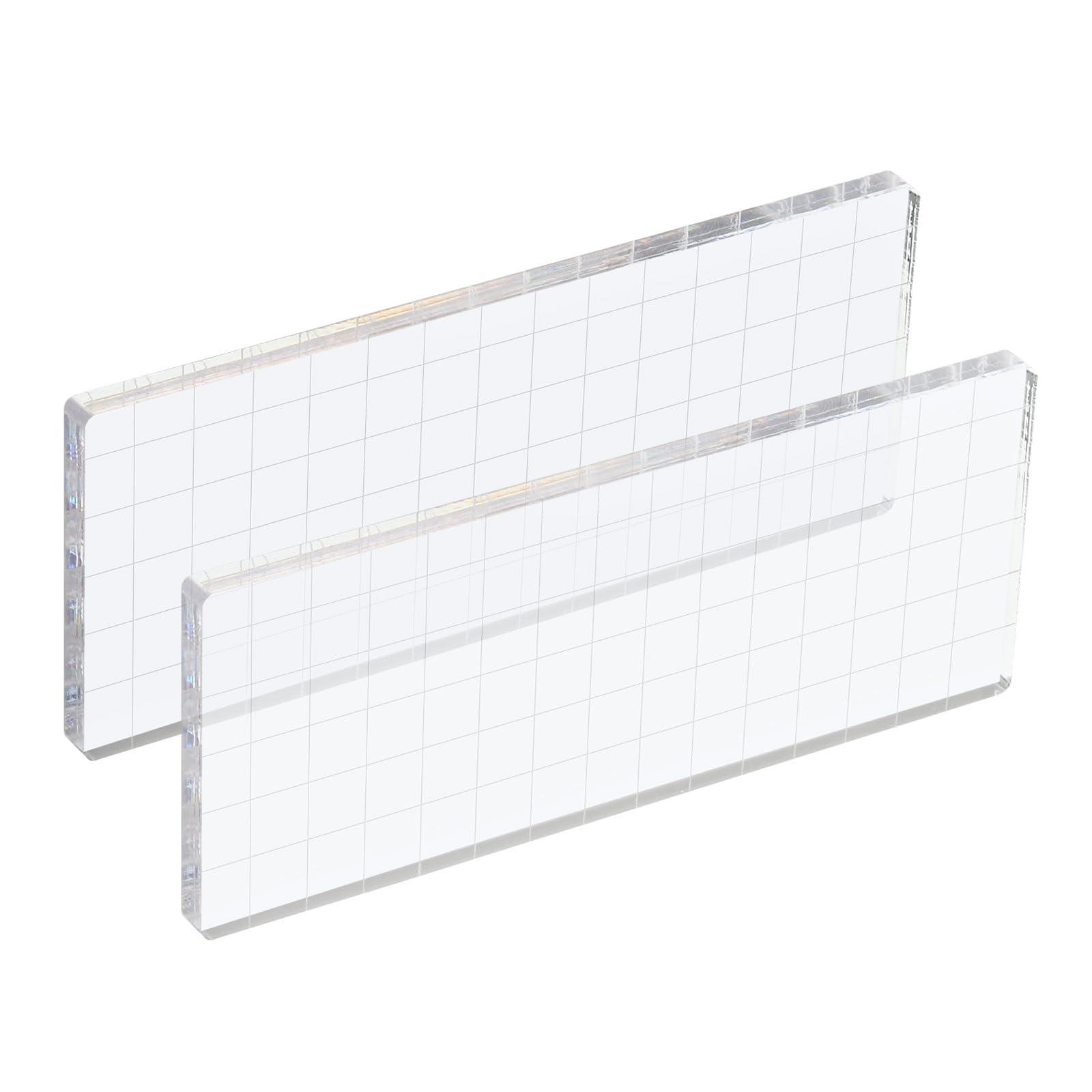 PATIKIL 6" x 3" Acrylic Stamp Block, 2 Pack Clear Stamping Block with Grid Lines Decorative Mounting Blocks Square for Scrapbooking DIY Crafts Card Making