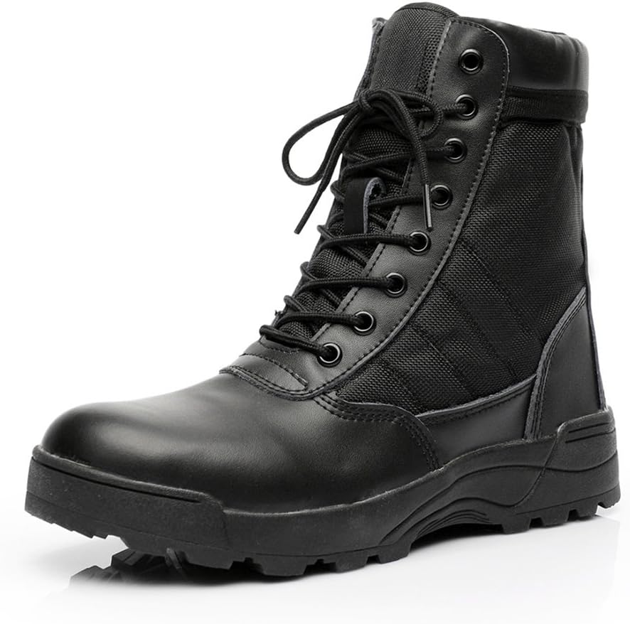 KARKEIN Military Tactical Side Zipper Lace Up Combat Boots Breathable Desert Outdoor Hiking Shoes for Men and Women