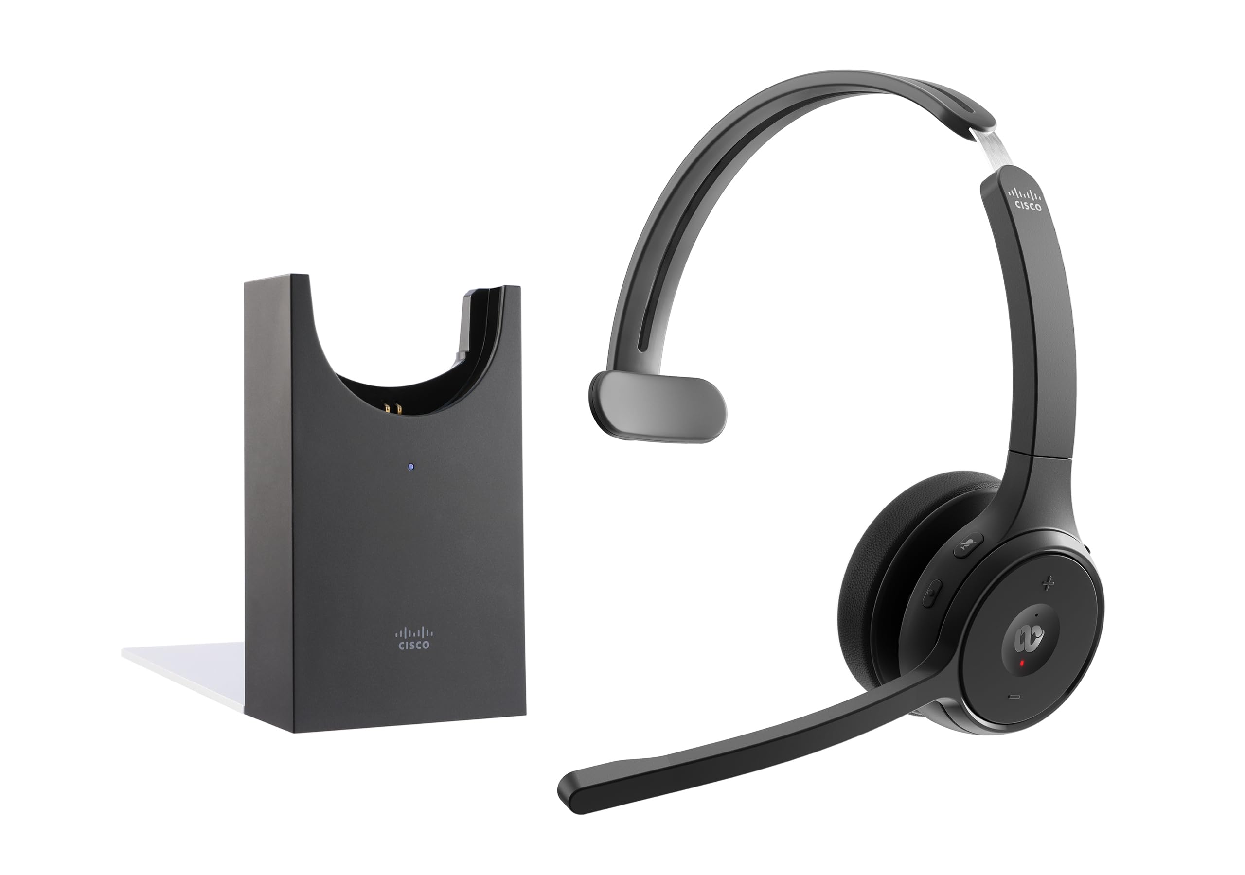 Cisco Headset 721 | Single-Ear Bluetooth Headset | Webex Button | USB-A HD Adapter | Charging Stand | Soft Case | 1-Year Warranty (HS-WL-721-BUNAS-C)