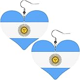 Argentina Flag Faux Leather Earrings For Women Lightweight Heart Dangle Earrings Gift