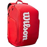 WILSON Super Tour Tennis Backpack - Red/White, Holds up to 2 Rackets