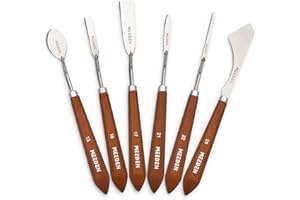 MEEDEN Artist Painting Knife Set: 6Pcs Unique-Shaped Stainless Steel Art Palette Knives with Wooden Handle - Art Supplies for