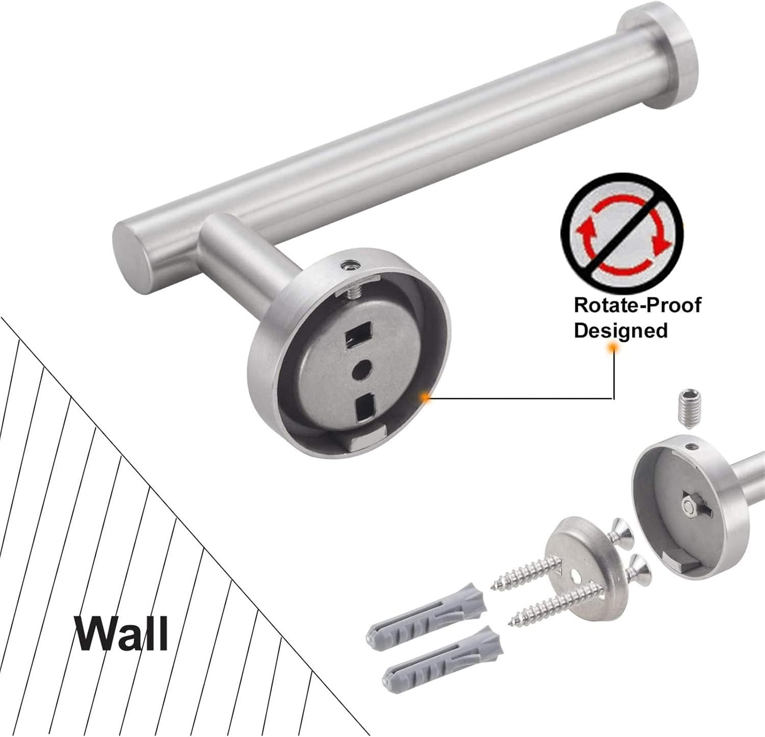 Nolimas Brushed Nickel Toilet Paper Holder SUS304 Stainless Steel Half Open Round Silver Wall Mounted Rustfree Bathroom Hotel 5 inch TP Holder Kitchen Washroom Tissue Roll Dispenser: Home & Kitchen