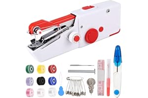 TIKMUS Handheld Sewing Machine, Mini Sewing Machine for Adults Quick Stitching, Portable Sewing Machine with Sewing Supplies Suitable for Clothes, Jeans, DIY, Home, Travel (Red)