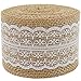 Burlap Ribbon Roll White Lace Trims Tape Natural Jute Fabric Ribbons 156 Inches