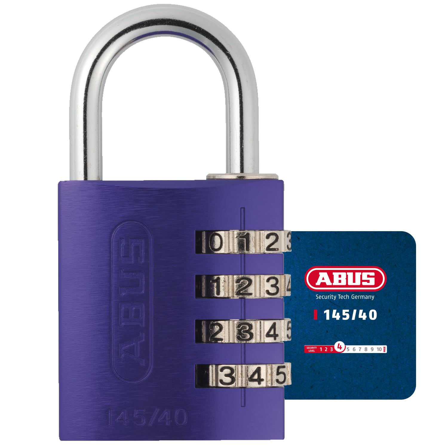 Padlock combination aluminum 40mm lilac