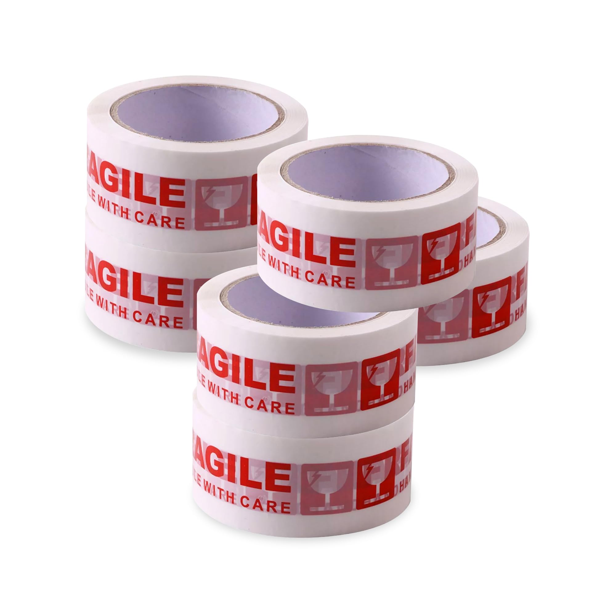 G4GADGET Pack of Strong Packing Tape – 48mm x 66m – Heavy Duty Parcel Tape for Moving Boxes, Shipping, and Packaging (6, Fragile)