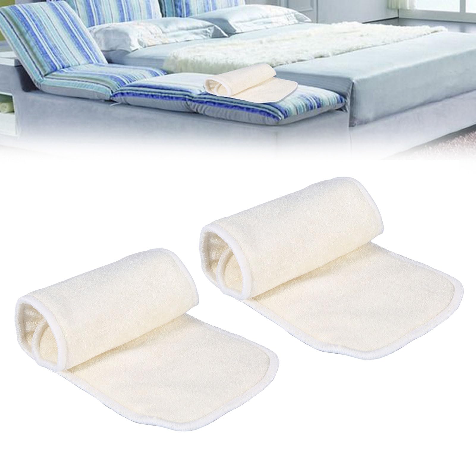 2 Pcs Adult Nappy Pads, Adult Incontinence Pants, 4 Layers Washable Reusable Bamboo Fiber Adult Incontinence Cloth Diaper Inserts