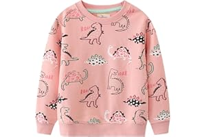 PURKARTT Toddler Girls Sweatshirts Long Sleeve Tops Kids Pullover Dinosaur Unicorn Print Shirt 2-7T
