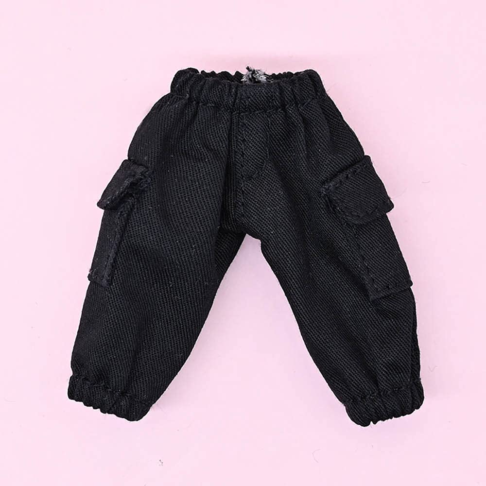 niannyyhouse T-Shirt + Pants 2-Piece Set Camouflage Overalls Solid Color T-Shirt 1/12 BJD OB11 Doll 4.3 inches (11 cm) Body Figure Accessory (Black)