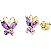 14k Yellow Gold Butterfly Stud Earrings with Screw Back
