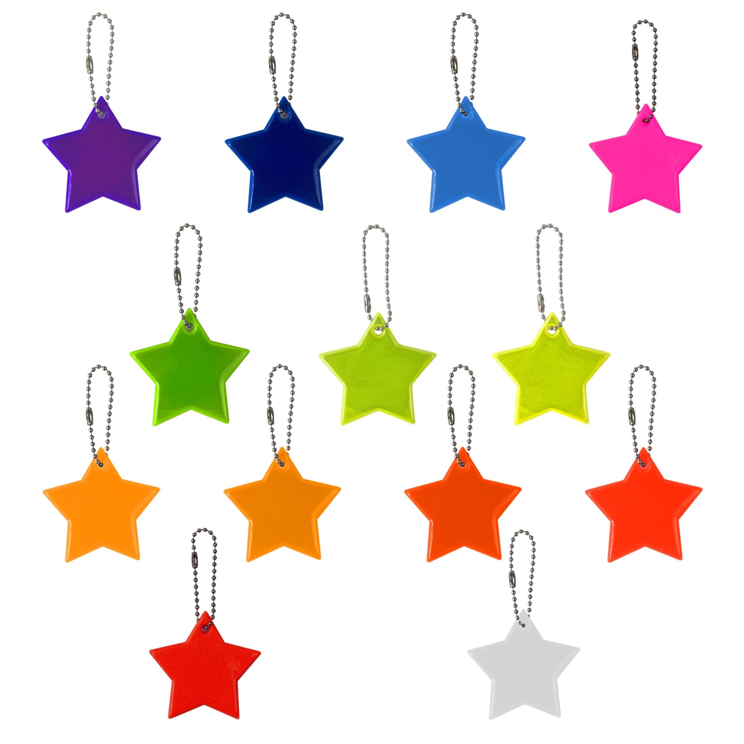 MEMOFYND 13 Pieces Colorful Reflective Star Pendants, Children's Reflective Sheet Set, Keychain for Children, Children's Reflective Pendant, Luminous Pendant School Bag