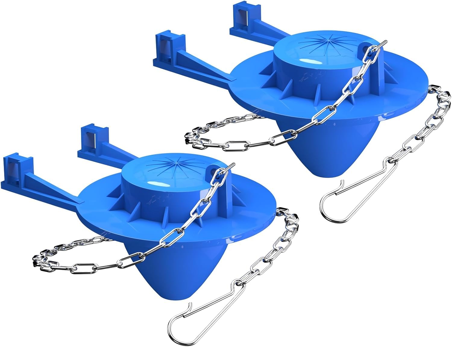 Photo 1 of 2-Pack Universal 2" Toilet Flapper Replacement Kit - Durable Rubber & Stainless Steel Chain (Blue)