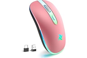 LED Wireless Mouse, Slim Rechargeable Silent Computer Mouse for Laptop, 2.4G Portable USB Optical Computer Cordless Mice with