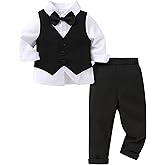 YOUNGER TREE Toddler Boy Clothes Suit Gentleman Wedding Outfits Baby Formal Dress 4-Piece Set