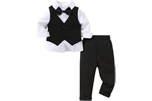 YOUNGER TREE Toddler Boy Clothes Suit Gentleman Wedding Outfits Baby Formal Dress 4-Piece Set