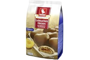 AACHENER PRINTEN-UND SCHOKOLADENFABRIK HENRY LAMBERTZ GMBH WEISS Milk Chocolate Lebkuchen Herzen gingerbread hearts with apricot jelly filling 150g/1ct.
