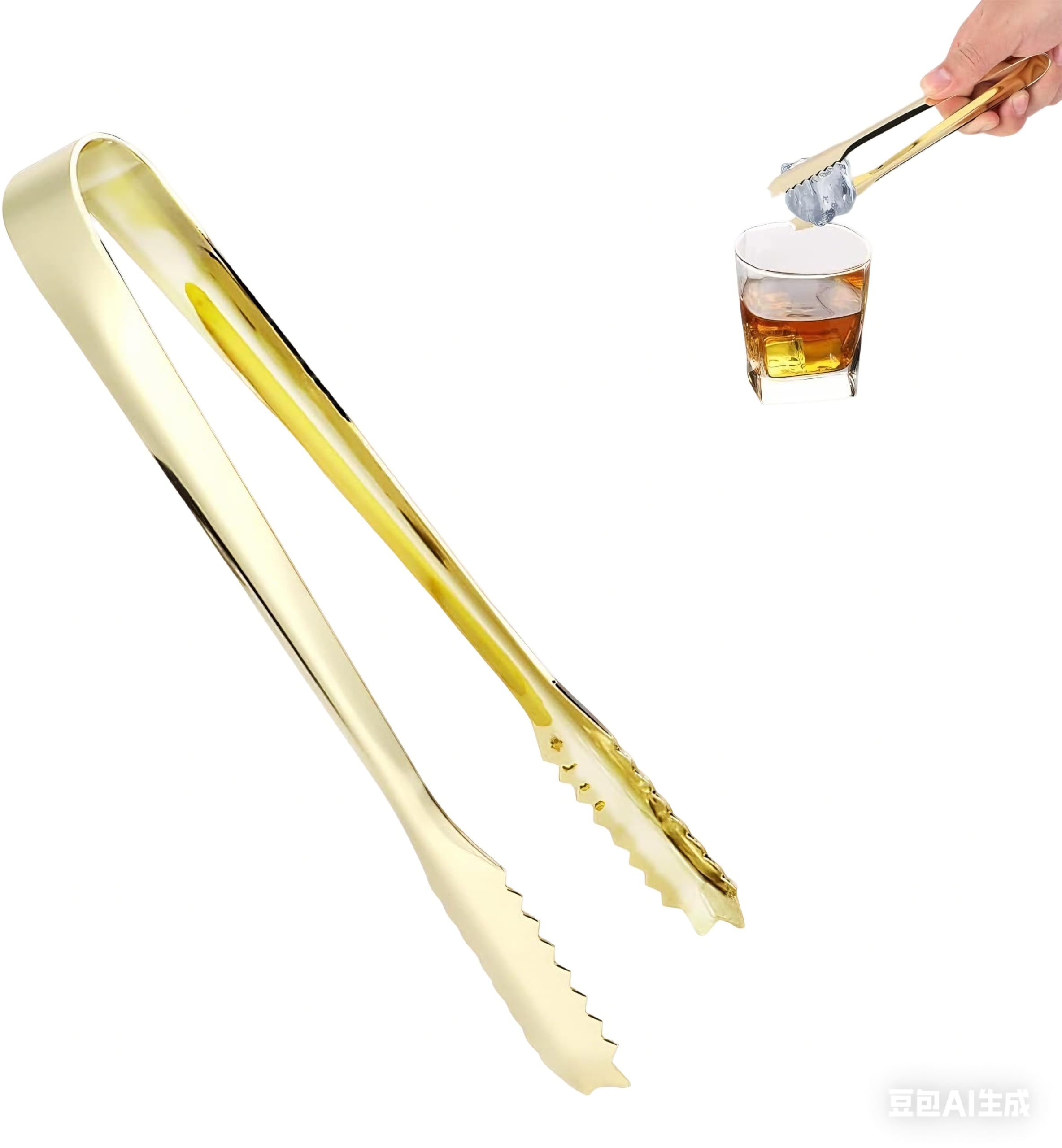 Ice Tongs, Ice Tongs/Sugar/Serving Tongs, Mini Ice Sugar Tongs, Serving Tongs Bar Tongs Stainless Steel Gold for Icing, Sugar, Biscuit, Buffet, Grill, Kitchen
