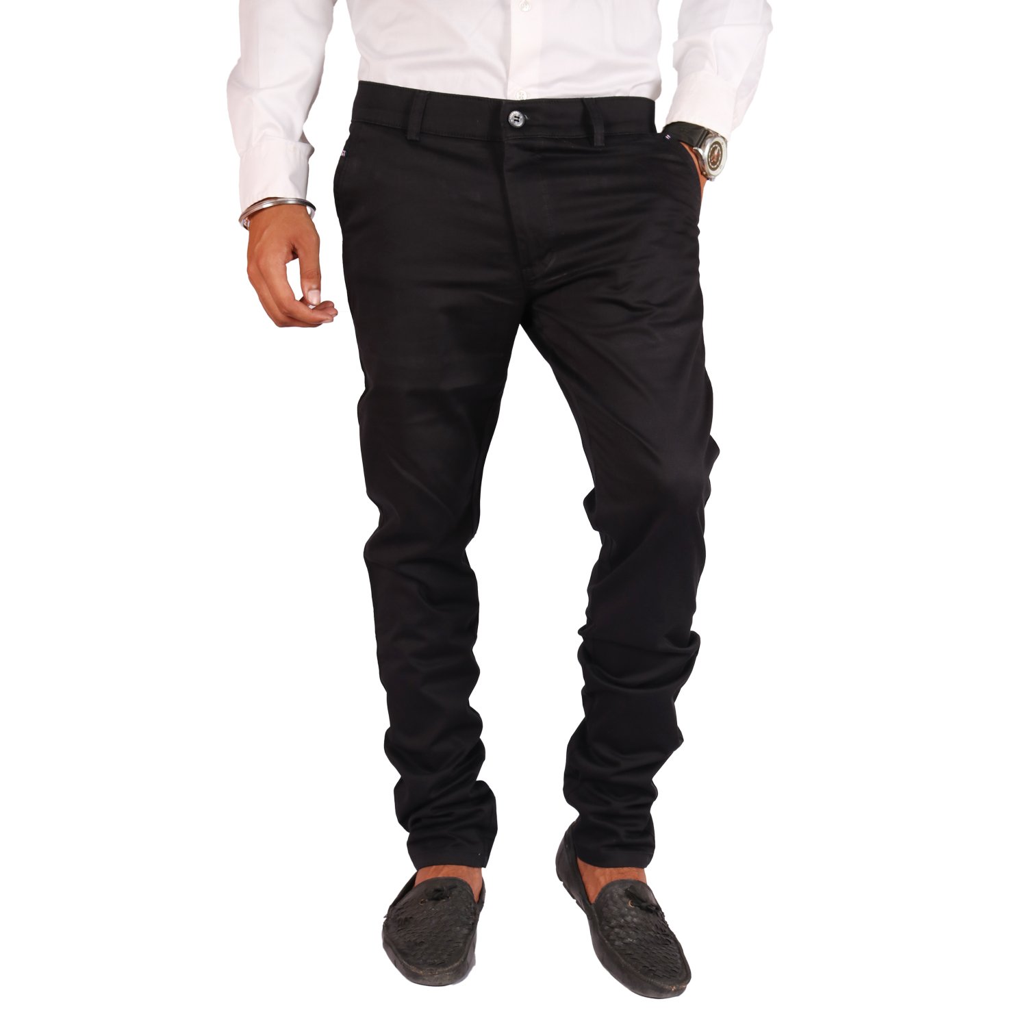 clivemont men's jet black formal slim fit trouser cljb1