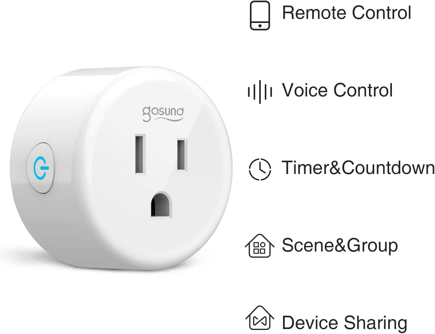 Smart Plug Gosund Smart WiFi Outlet Works with Alexa and Google Home, 2.4G WiFi Only, No Hub Required, ETL and FCC Listed 4 Pack [Upgraded Version] - - 
