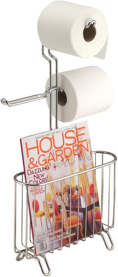 Bath Accessory Sets Home Garden Idesign Classico Free Standing Metal Toilet Paper Holder And Magazine Rack For M Oakleighservices Com