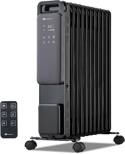 PureMate 2500W 11 Fin Oil Filled Radiator Digital Touch Eco Mode 3 Heat