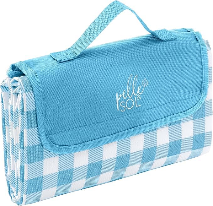 Pelle & Sol Picnic Blanket Waterproof, 200x140CM Foldable Picnic Mat - Outdoor Beach Blanket - Slip Resistant w/Carrying Handle - Sandproof & Washable Beach Mat for Garden, Hiking, Camping