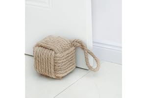 Marwood Rope Knot Door Stops Decorative Nautical Door Stopper Handmade with Handle, Jute Weighted Interior Doorstop Sailor Knot for Door and Window - Square (5" x5”, 4.4lbs)