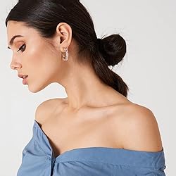 GLOQUAT CZ Silver Hoop Earrings 925 Sterling Silver